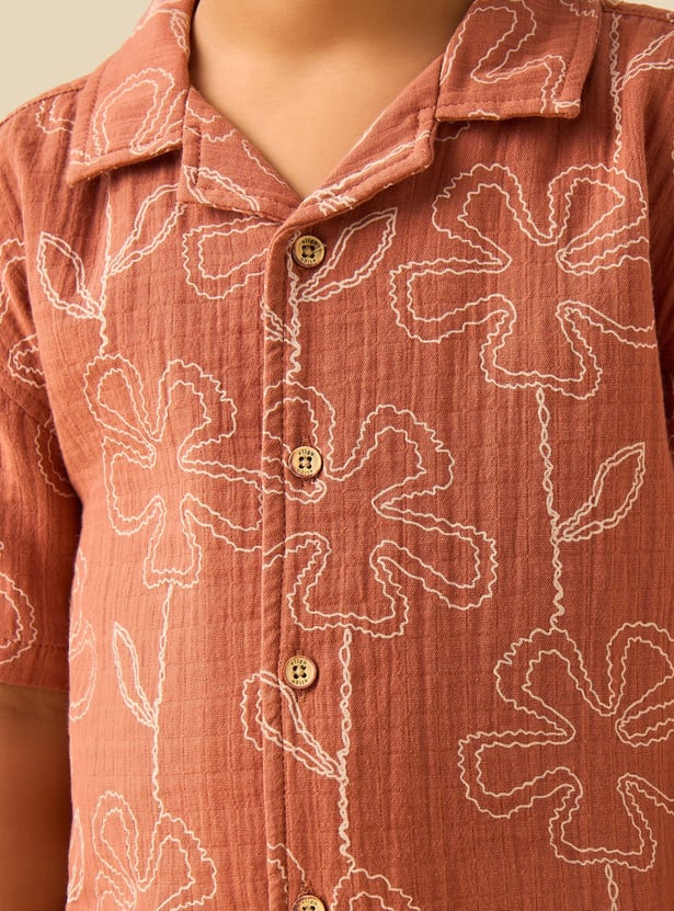 Floral Print Shirt and Shorts Set
