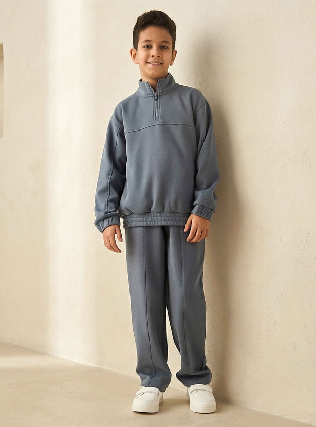 High Neck Sweatshirt and Track Pants Set