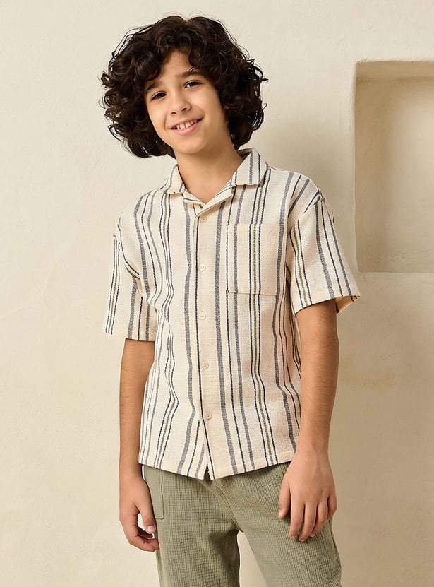 Juniors Striped Shirt with Pocket