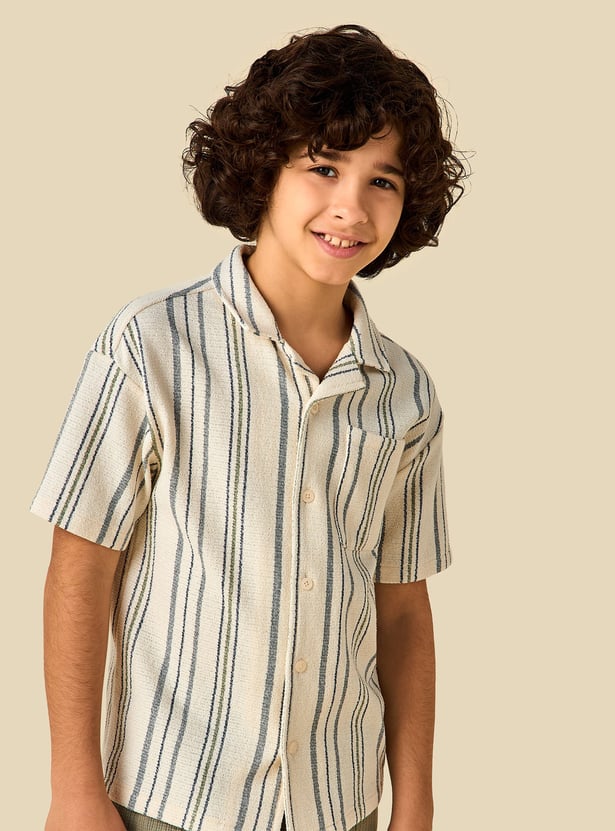 Juniors Striped Shirt with Pocket