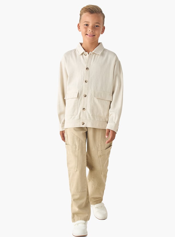 Juniors Herringbone Shirt with Pockets