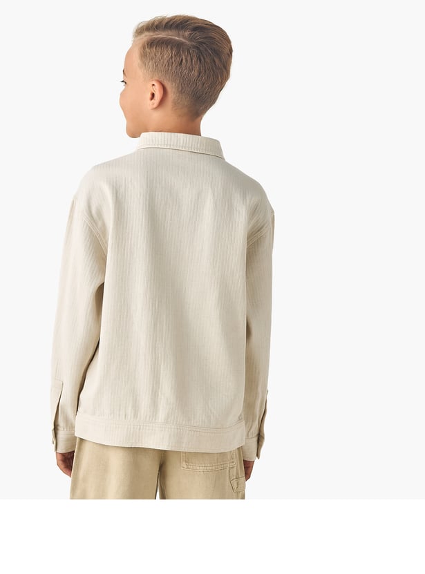 Juniors Herringbone Shirt with Pockets