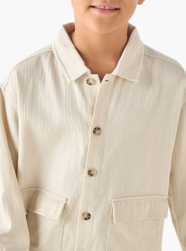 Juniors Herringbone Shirt with Pockets