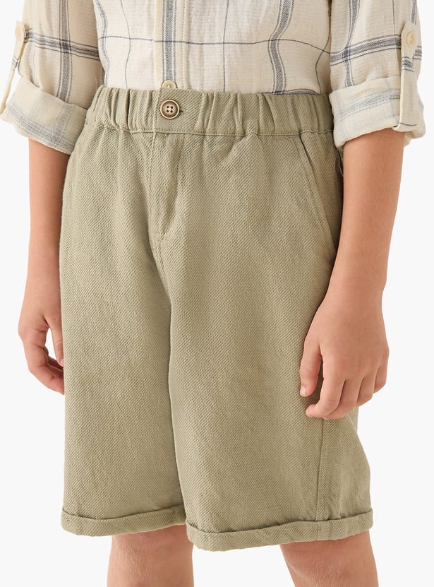 Checked Hooded Shirt and Shorts Set