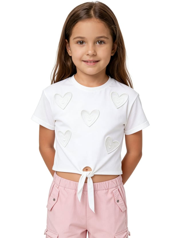Juniors Heart Embroidered T-shirt and Joggers Set