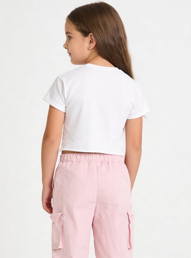 Juniors Heart Embroidered T-shirt and Joggers Set