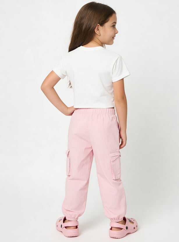 Juniors Heart Embroidered T-shirt and Joggers Set