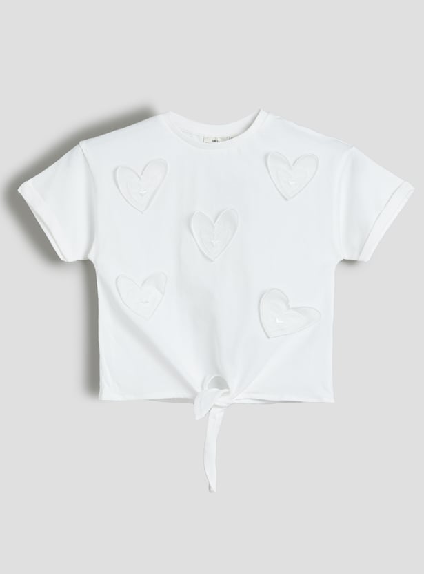 Juniors Heart Embroidered T-shirt and Joggers Set