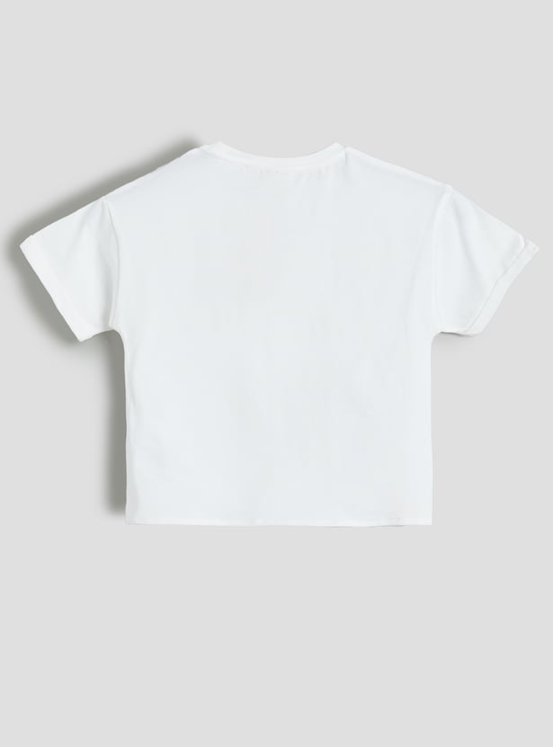 Juniors Heart Embroidered T-shirt and Joggers Set