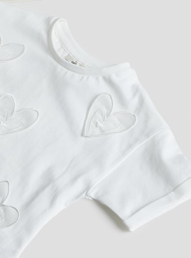 Juniors Heart Embroidered T-shirt and Joggers Set