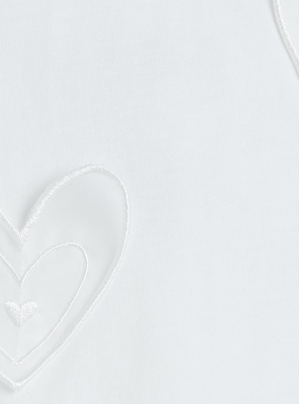 Juniors Heart Embroidered T-shirt and Joggers Set