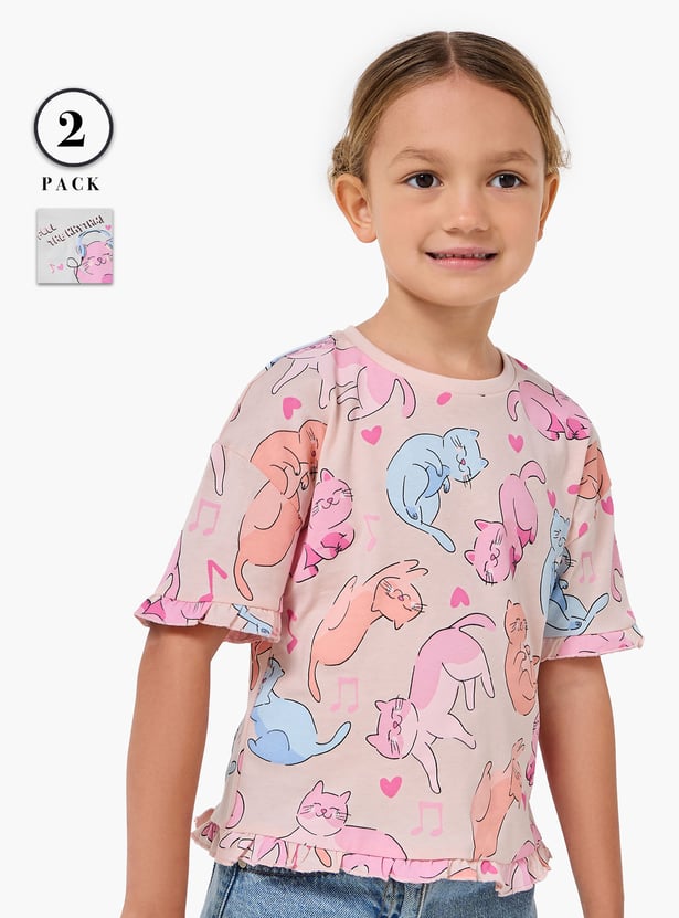 Juniors Printed T-shirt - Set of 2
