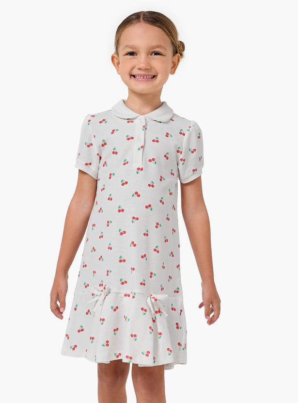 Juniors Cherry Print Drop Waist Dress