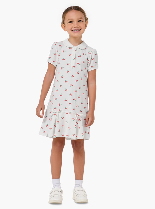 Juniors Cherry Print Drop Waist Dress