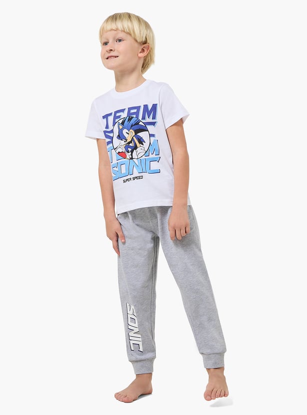 Juniors Sonic Print T-shirt and Pyjama Set - Pack of 2