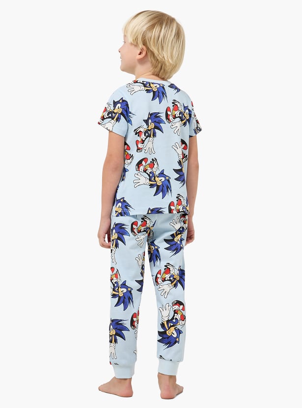 Juniors Sonic Print T-shirt and Pyjama Set - Pack of 2