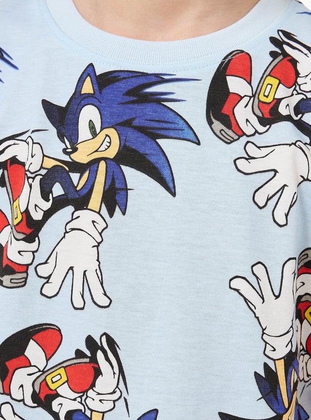 Juniors Sonic Print T-shirt and Pyjama Set - Pack of 2