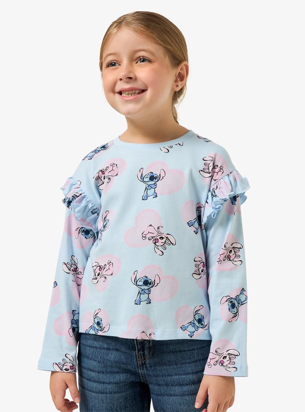 Juniors Angel and Stitch Print T-shirt