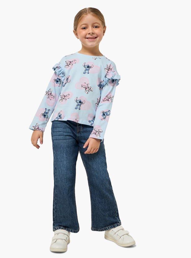 Juniors Angel and Stitch Print T-shirt