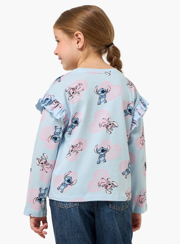 Juniors Angel and Stitch Print T-shirt