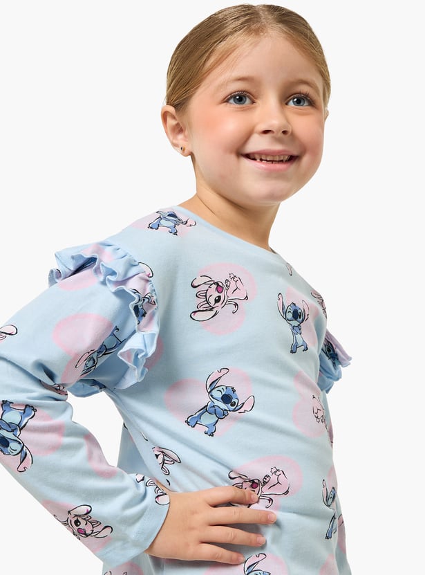 Juniors Angel and Stitch Print T-shirt