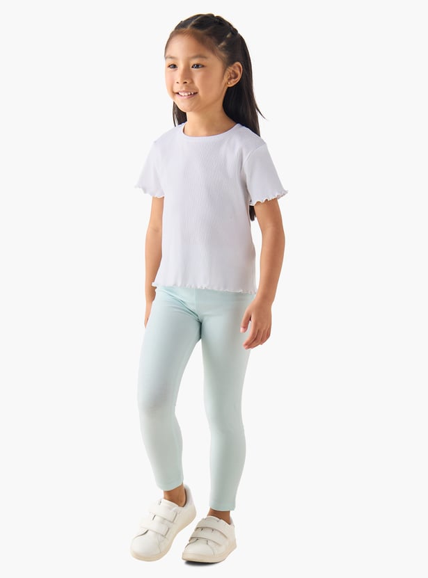 Juniors Solid Leggings with Elasticated Waistband