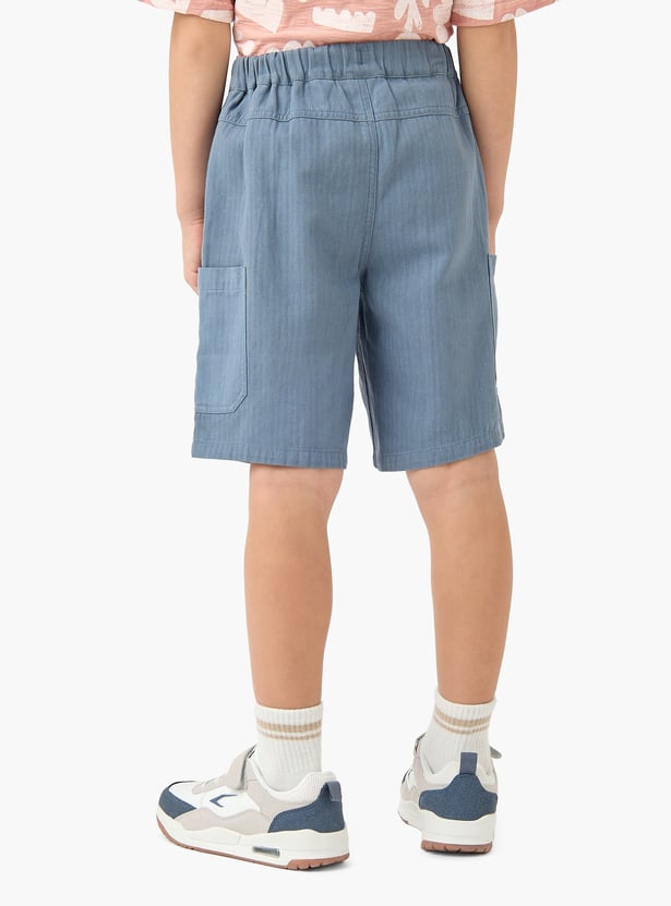 Textured Drawstring Waist Shorts