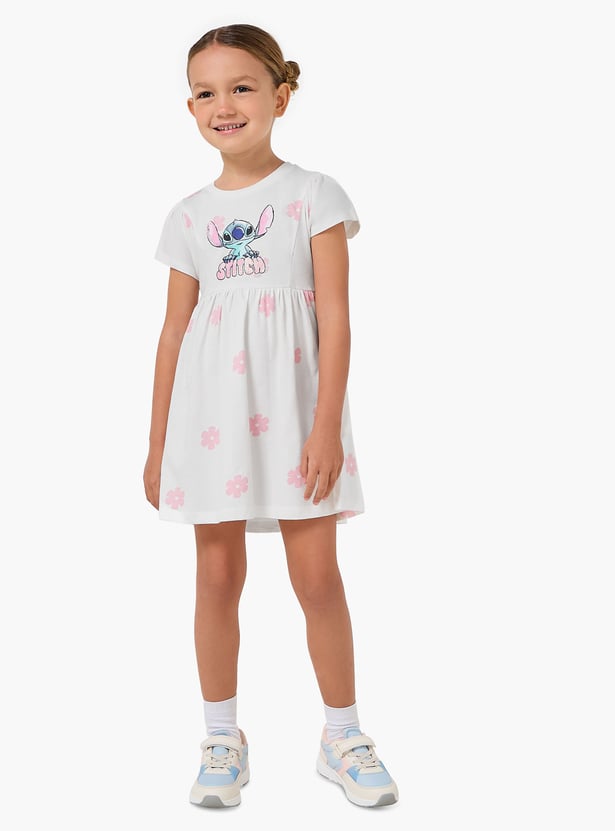 Juniors Stitch Print A-line Dress
