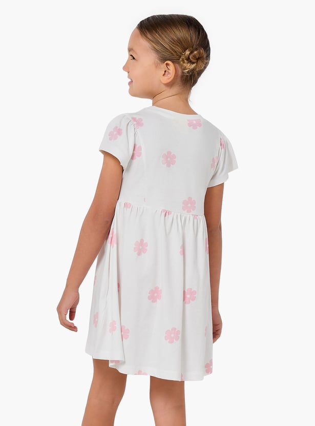 Juniors Stitch Print A-line Dress