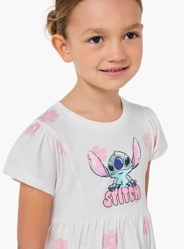 Juniors Stitch Print A-line Dress