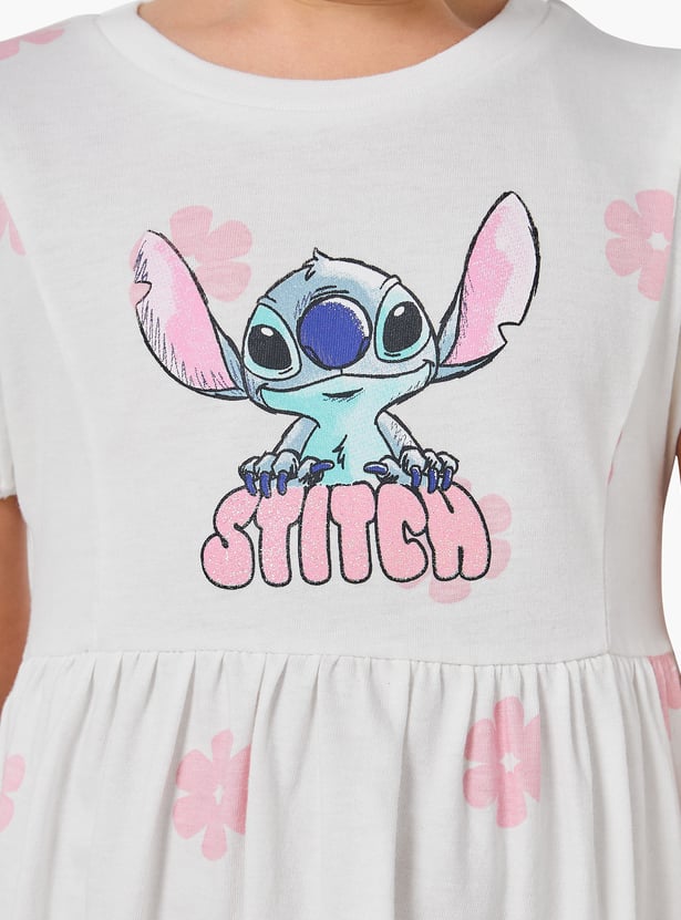Juniors Stitch Print A-line Dress
