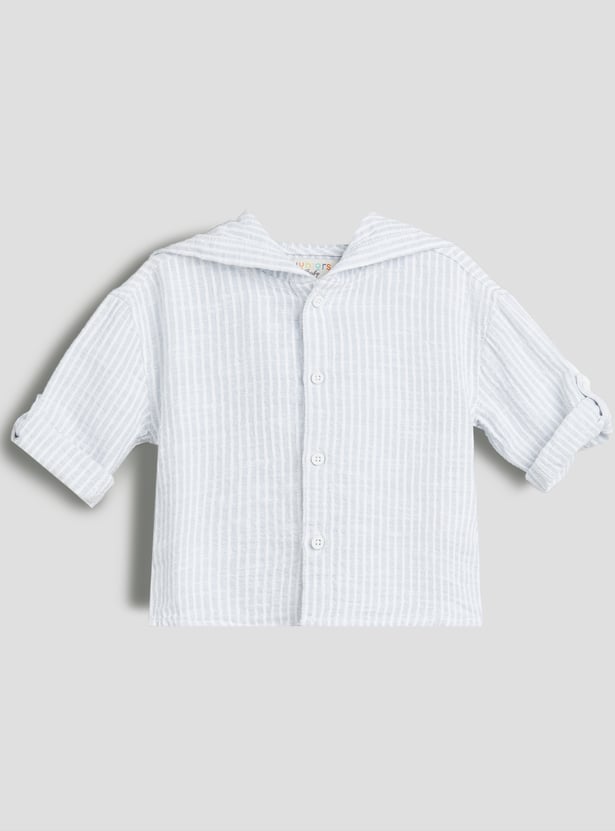 Juniors Striped Hooded Shirt