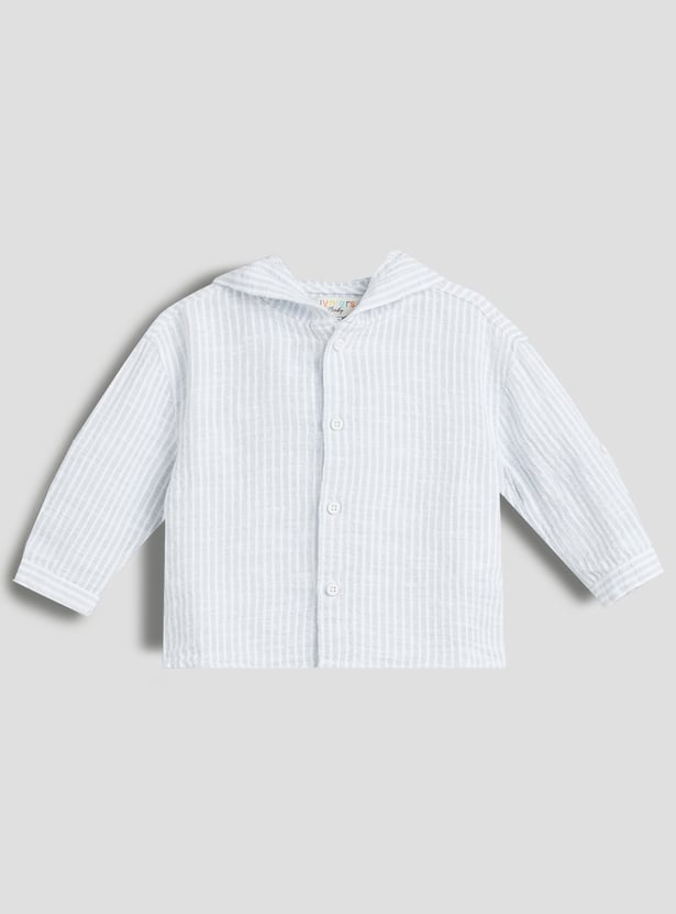 Juniors Striped Hooded Shirt