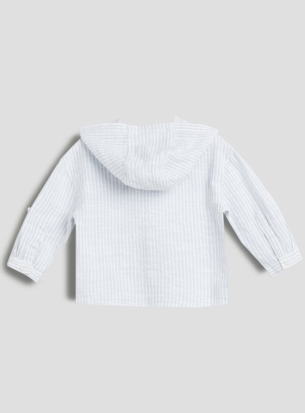 Juniors Striped Hooded Shirt