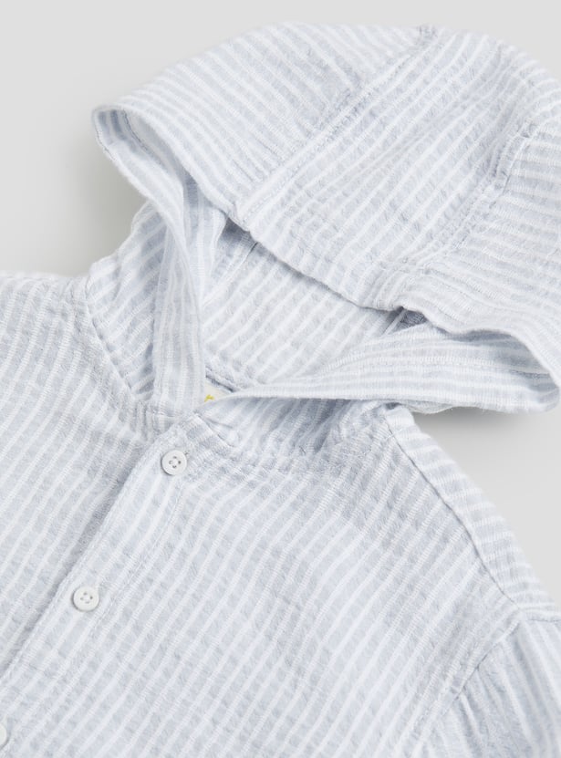 Juniors Striped Hooded Shirt