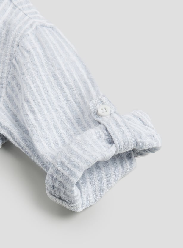 Juniors Striped Hooded Shirt