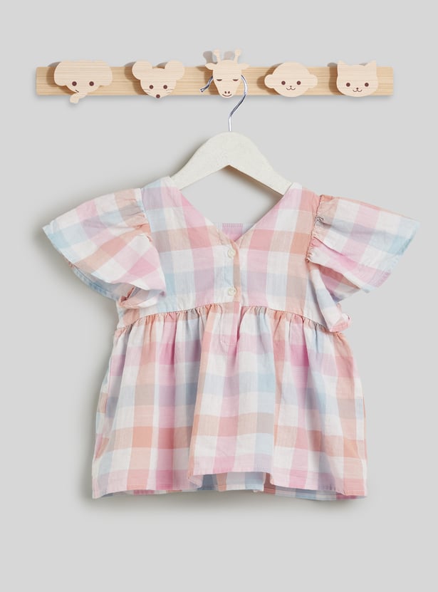 Juniors Gingham Check Top