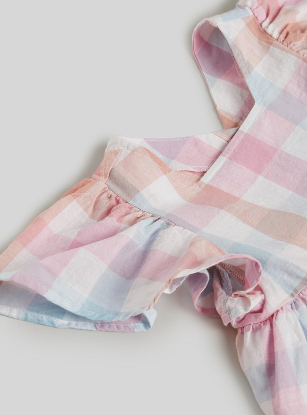 Juniors Gingham Check Top