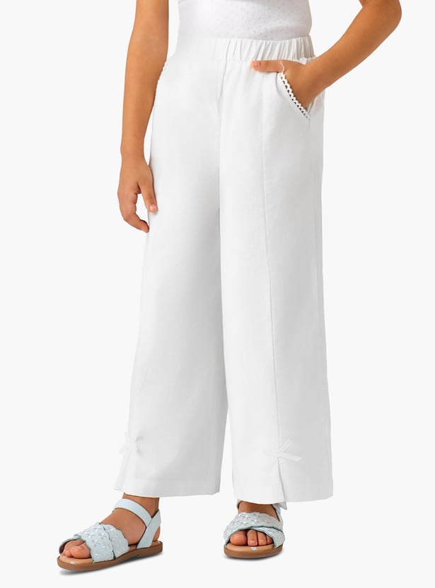 Juniors Lace Trim Wide Leg Trousers