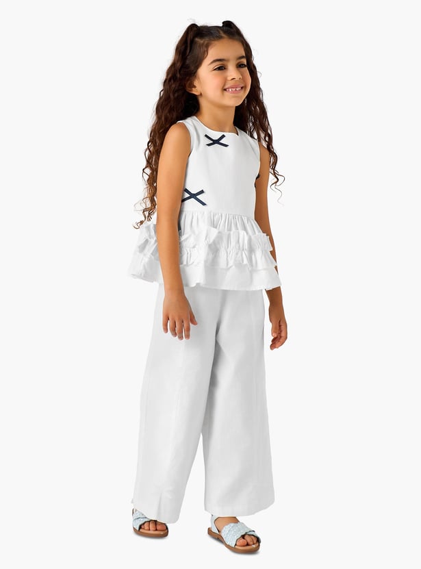 Juniors Lace Trim Wide Leg Trousers
