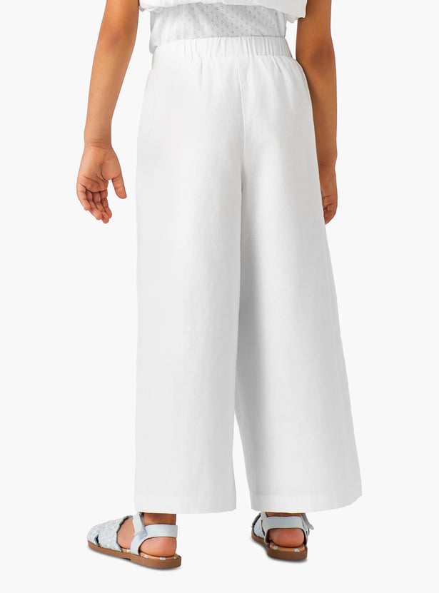 Juniors Lace Trim Wide Leg Trousers