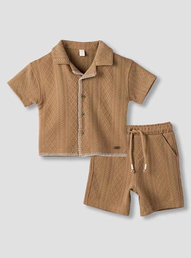 Giggles Textured Shirt and Shorts Set