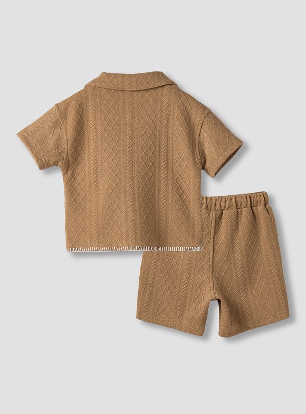 Giggles Textured Shirt and Shorts Set