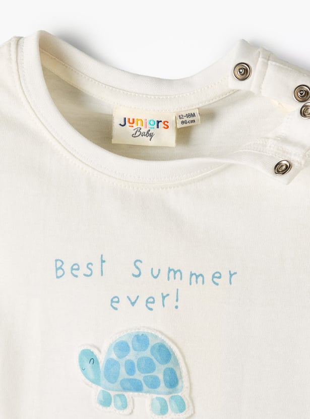 Juniors Graphic Print T-shirt and Dungaree Set