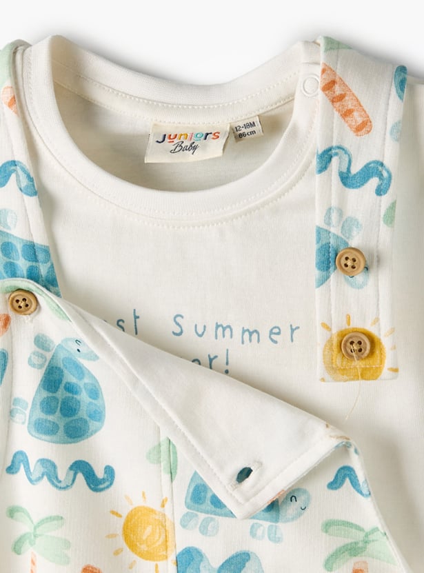 Juniors Graphic Print T-shirt and Dungaree Set