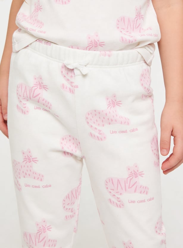 Juniors Animal Print T-shirt and Joggers Set