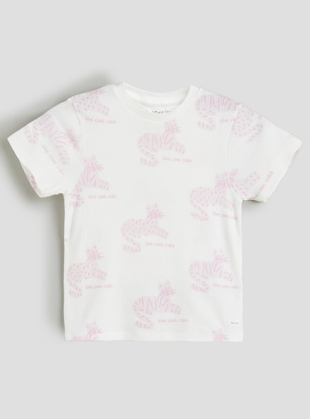 Juniors Animal Print T-shirt and Joggers Set