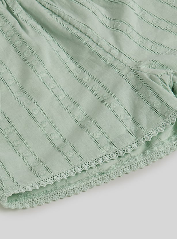 Juniors Striped Woven Top and Shorts Set
