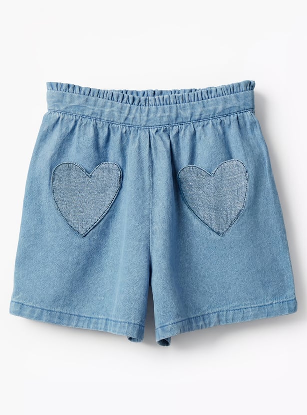 Juniors Heart Applique Denim Shorts