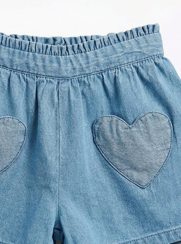 Juniors Heart Applique Denim Shorts